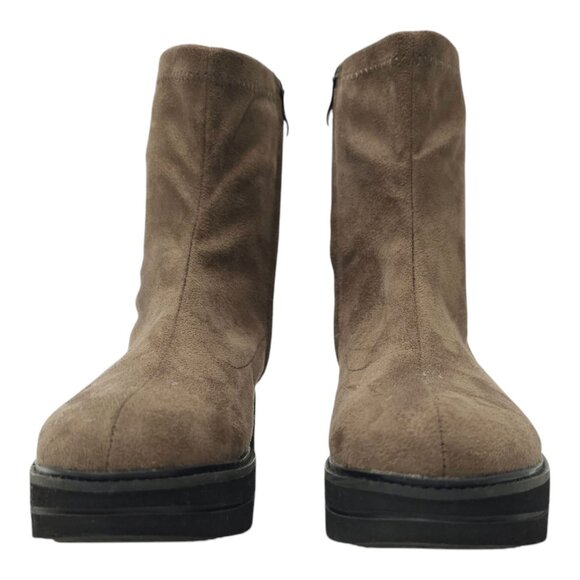 Bussola Portofino Platform Ankle Boot Womens Size US 6.5 EU 37 Side Zip Taupe - Picture 3 of 16